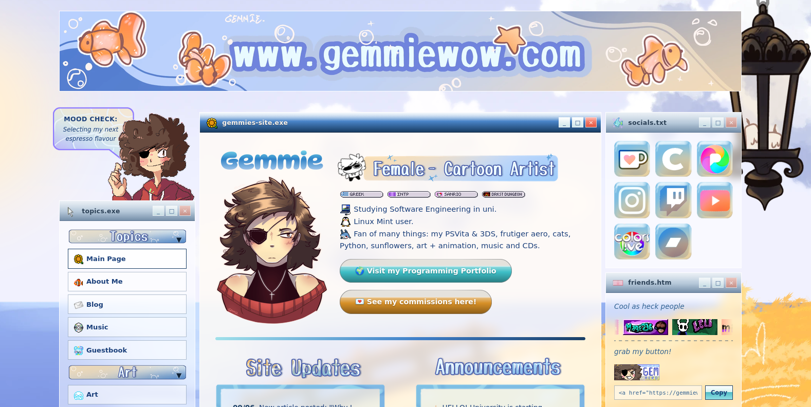 Gemmie's Aero Art Site homepage preview